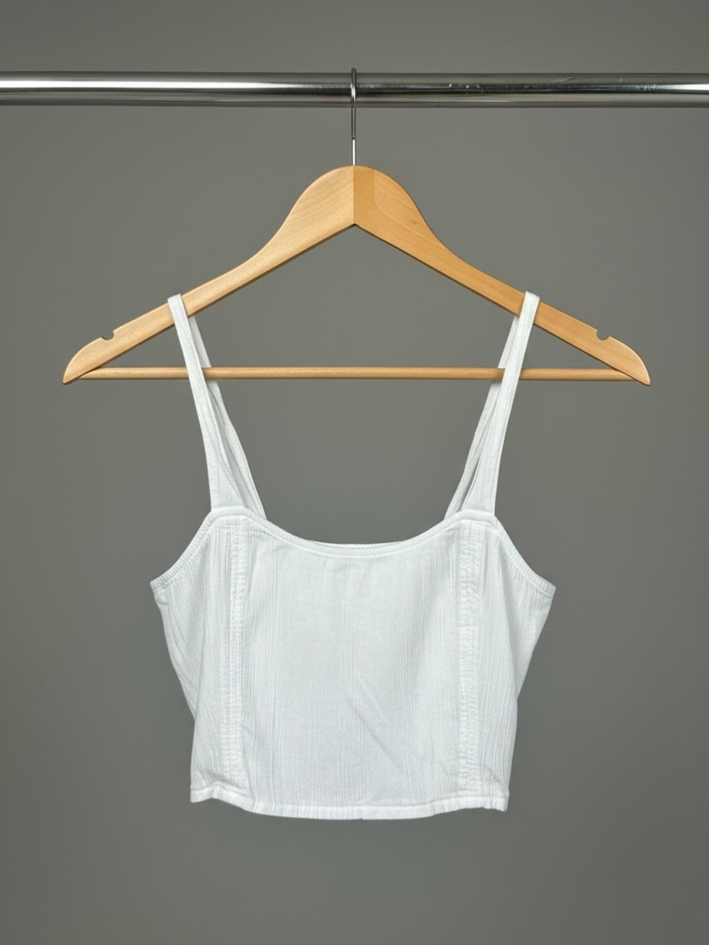 aerie White Ribbed Cropped Camisole